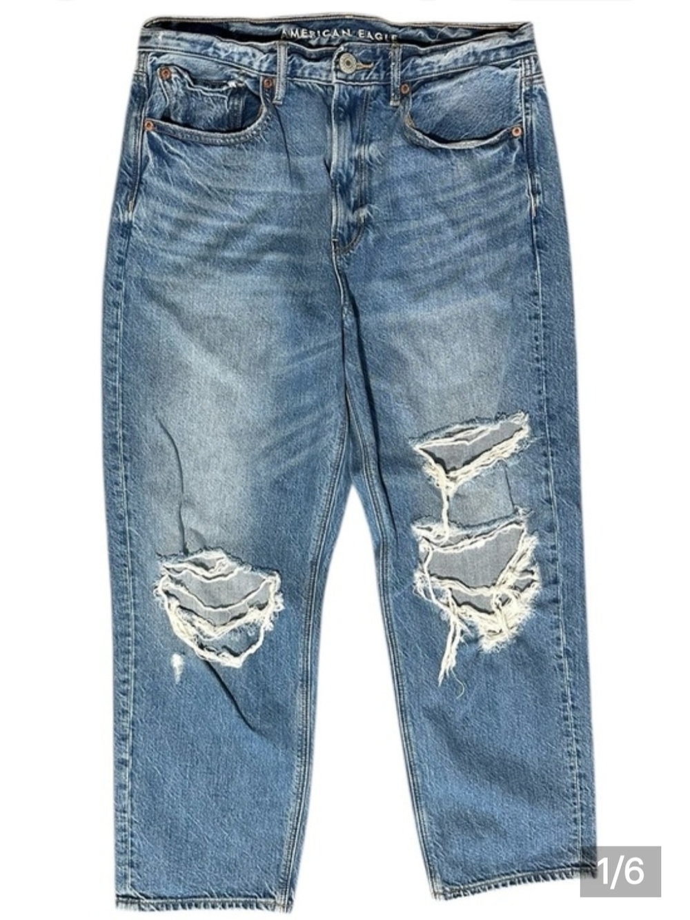 American Eagle Outfitters Men's Distressed Light Blue Ripped Jeans